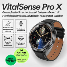 Lade das Bild in den Galerie-Viewer, VitalSense Pro X - Gesundheits-Smartwatch mit Lederarmband (2025) - Sonderaktion 1+1 Gratis