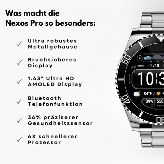 Nexos Pro Smartwatch - Unzerstörbare Militär-Gesundheitsuhr (2024)