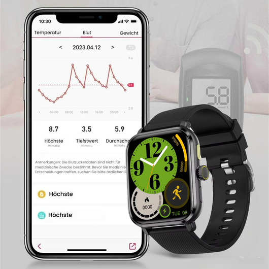 Healthmed Gesundheits-Smartwatch - zur Überwachung von Blutzucker