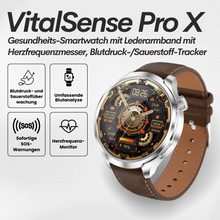 Lade das Bild in den Galerie-Viewer, VitalSense Pro X - Gesundheits-Smartwatch mit Lederarmband (2024)
