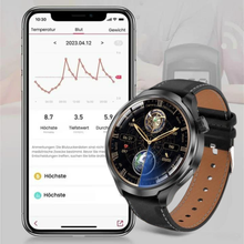 Lade das Bild in den Galerie-Viewer, VitalSense Pro X - Gesundheits-Smartwatch mit Lederarmband (2024)
