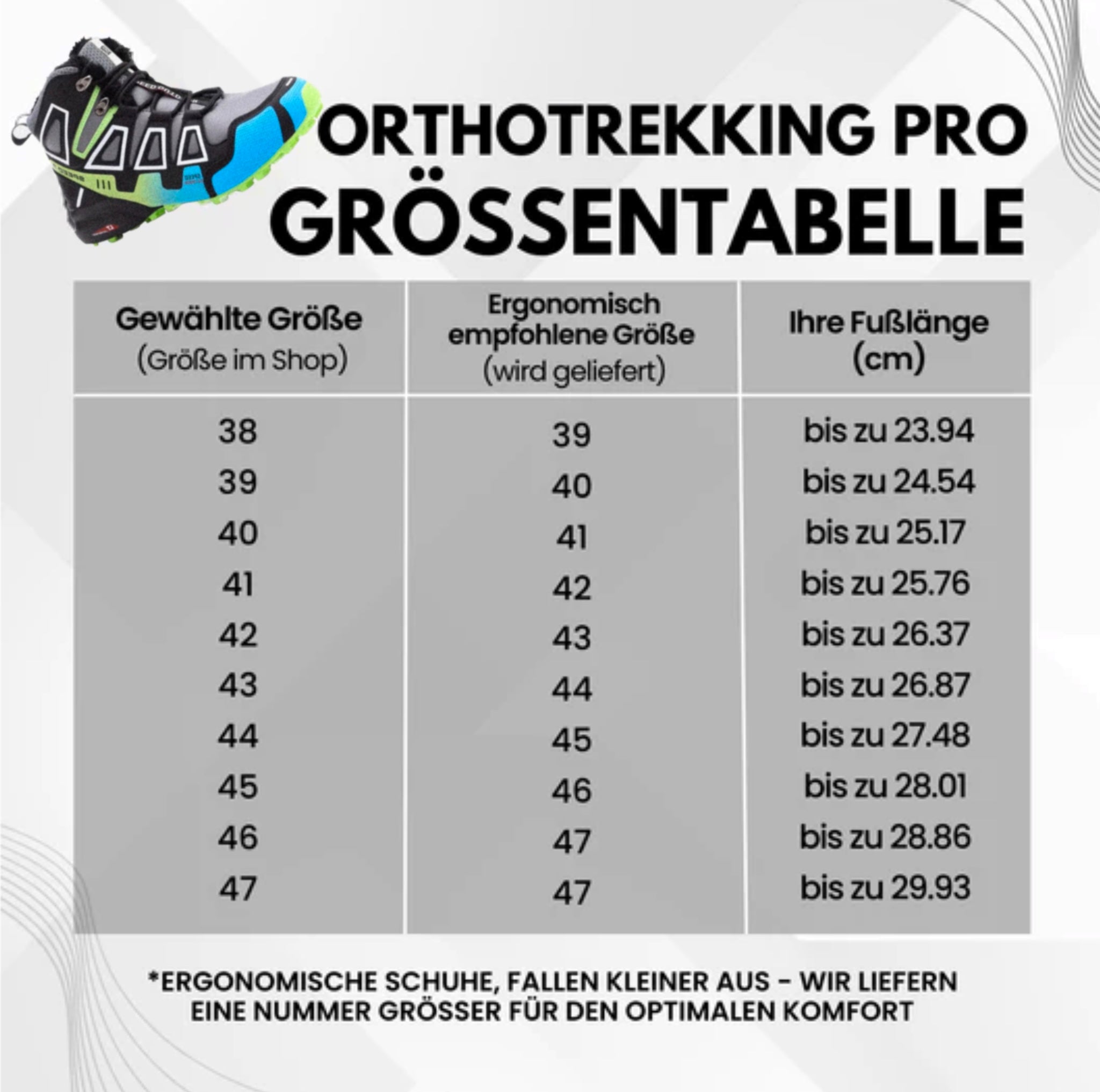 OrthoTrekking Pro - ergonomische schmerzlindernde Trekking u. Wanderschuhe