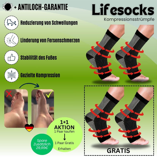 Lifesocks - Orthopädische Kompressionssocken für müde und schmerzende Füße - Sonderaktion