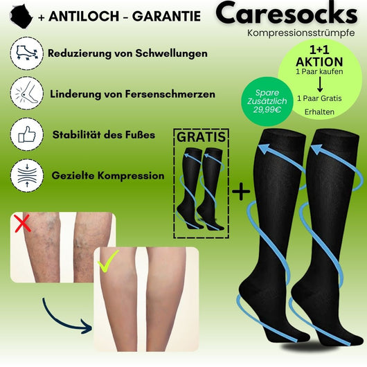 Caresocks orthopädische Kompressionsstrümpfe - verhindert Krampfadern & entlastet müde Füße - Sonderaktion