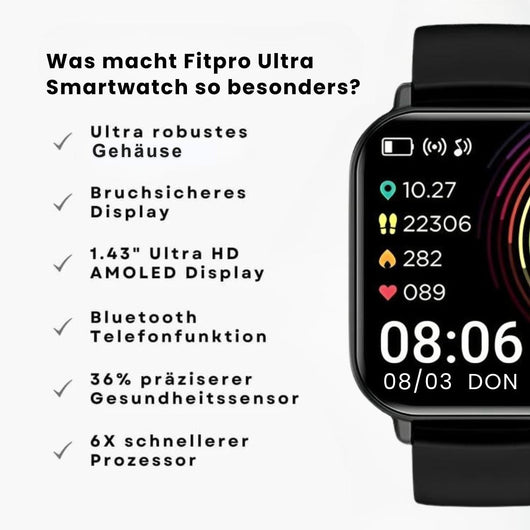 Fitpro Ultra Smartwatch für iOS/Android Handys - Sonderaktion 1+1 GRATIS